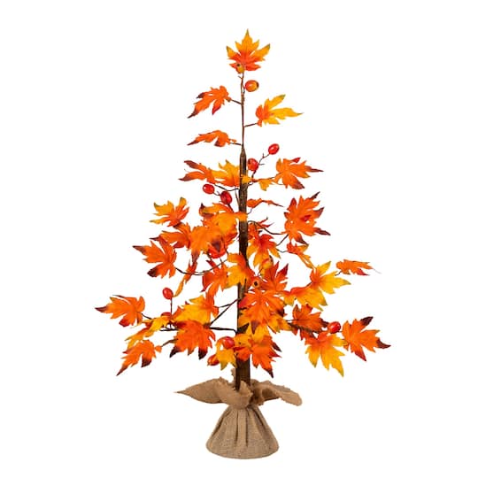 3ft. Autumn Maple Artificial Fall Tree with Berries in Burlap Wrapped Base
